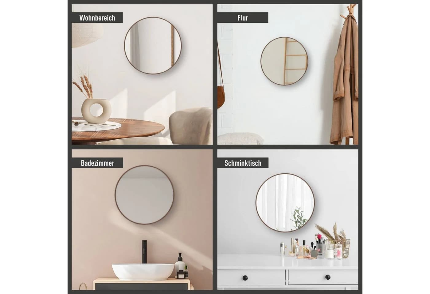nielsen HOME Wandspiegel Jaron Rundspiegel 60 cm Aluminium - Bild 5