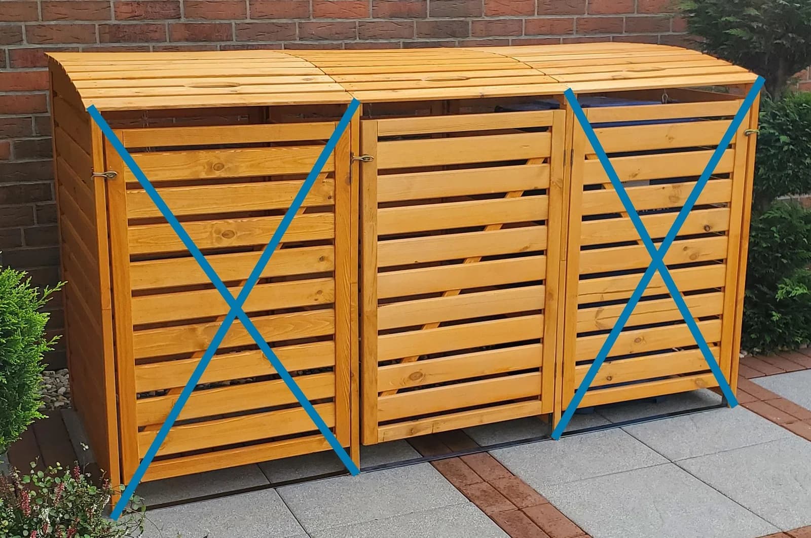 Promadino Mülltonnenbox Erweiterungsset Vario III Massivholz Honigbraun