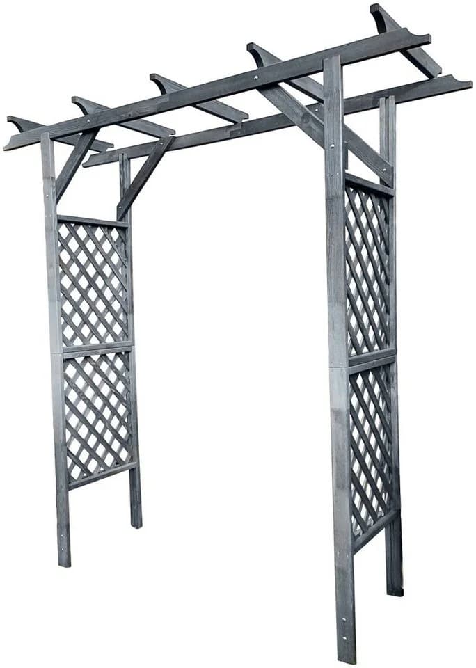 Pergola aus Kiefernholz und Stahl in grau