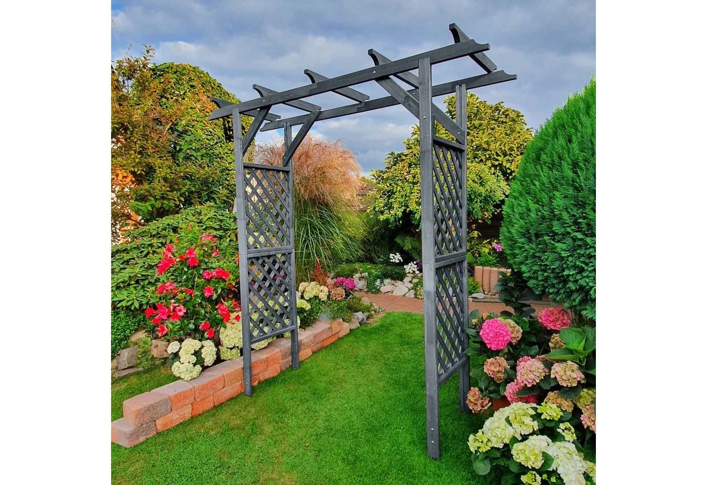 Pergola aus Kiefernholz und Stahl in grau - Bild 2