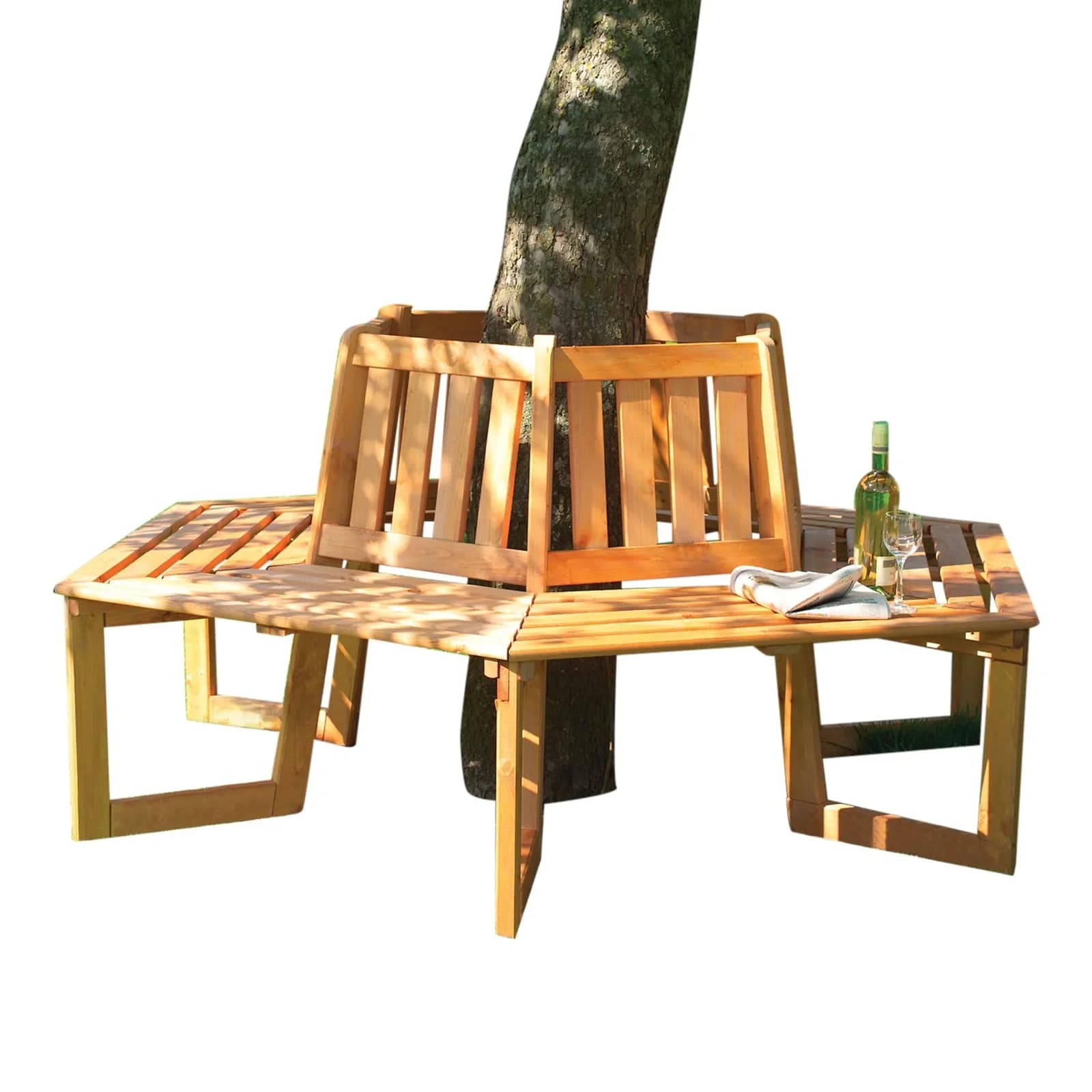 Promadino Baumbank Honigbraun Massivholz Garten - Bild 5