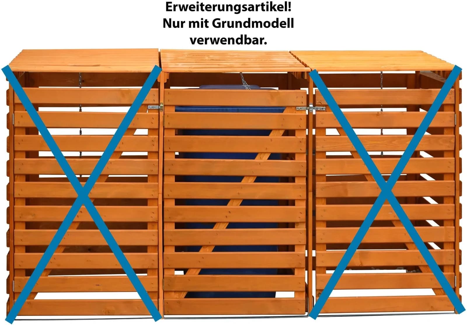Mülltonnenbox PROMADINO Vario V Erweiterung Honigbraun Massivholz Metall