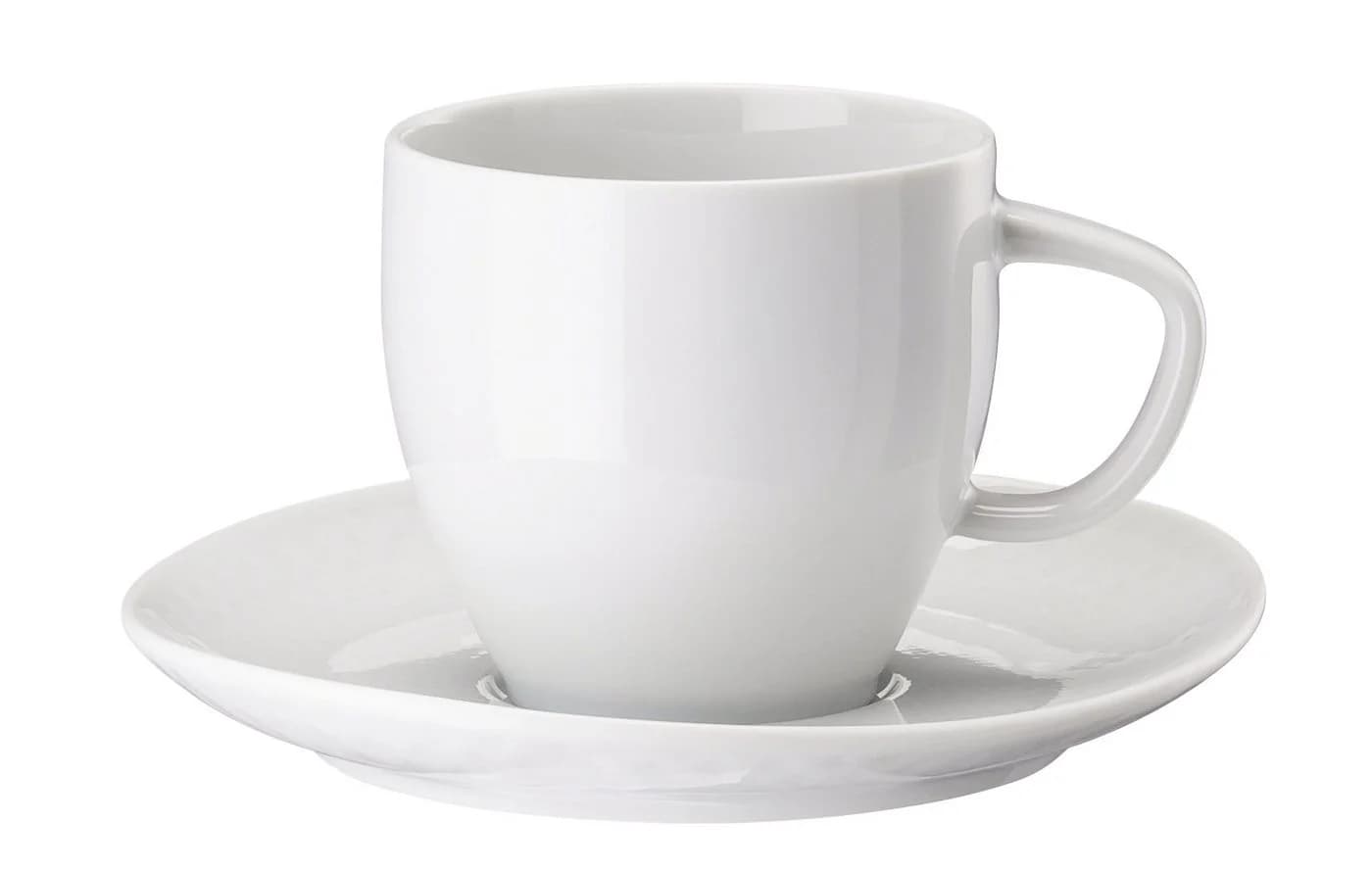 Rosenthal Tasse Junto Weiss mit Untertasse, Porzellan