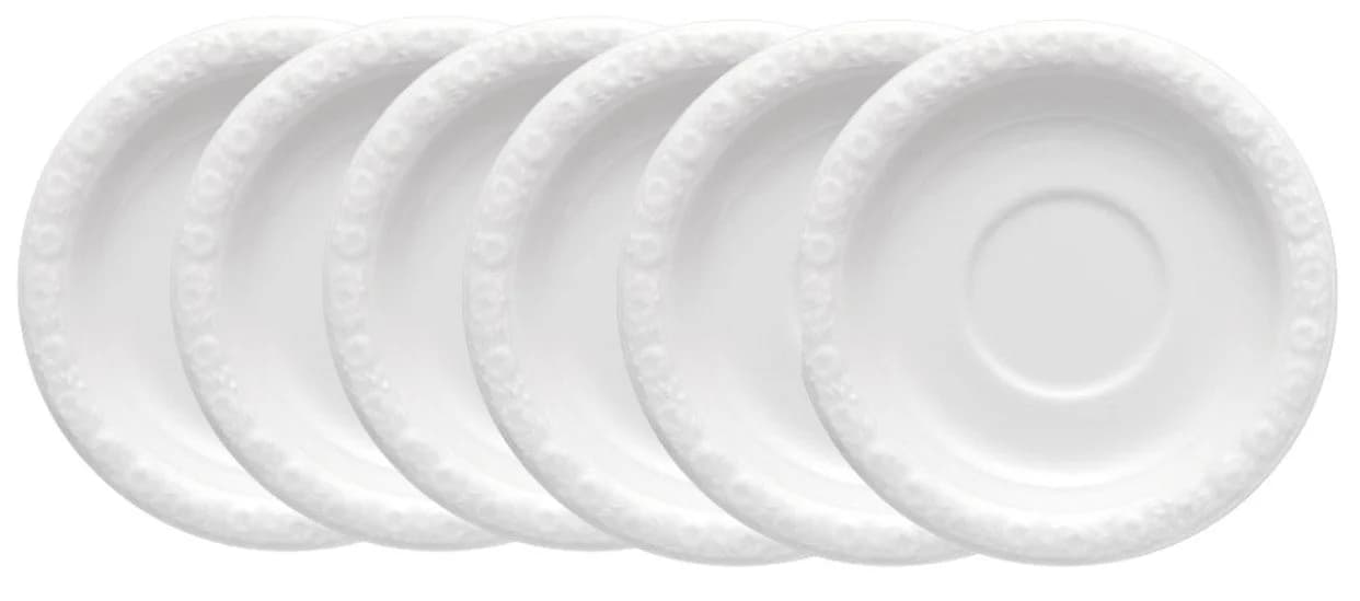Rosenthal Kaffee-Untertassen-Set Maria Weiß 6-teilig