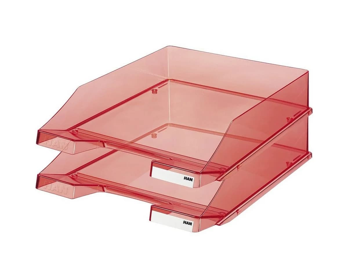 HAN Briefablage 1026 Rot Transparent mit Beschriftungsfläche