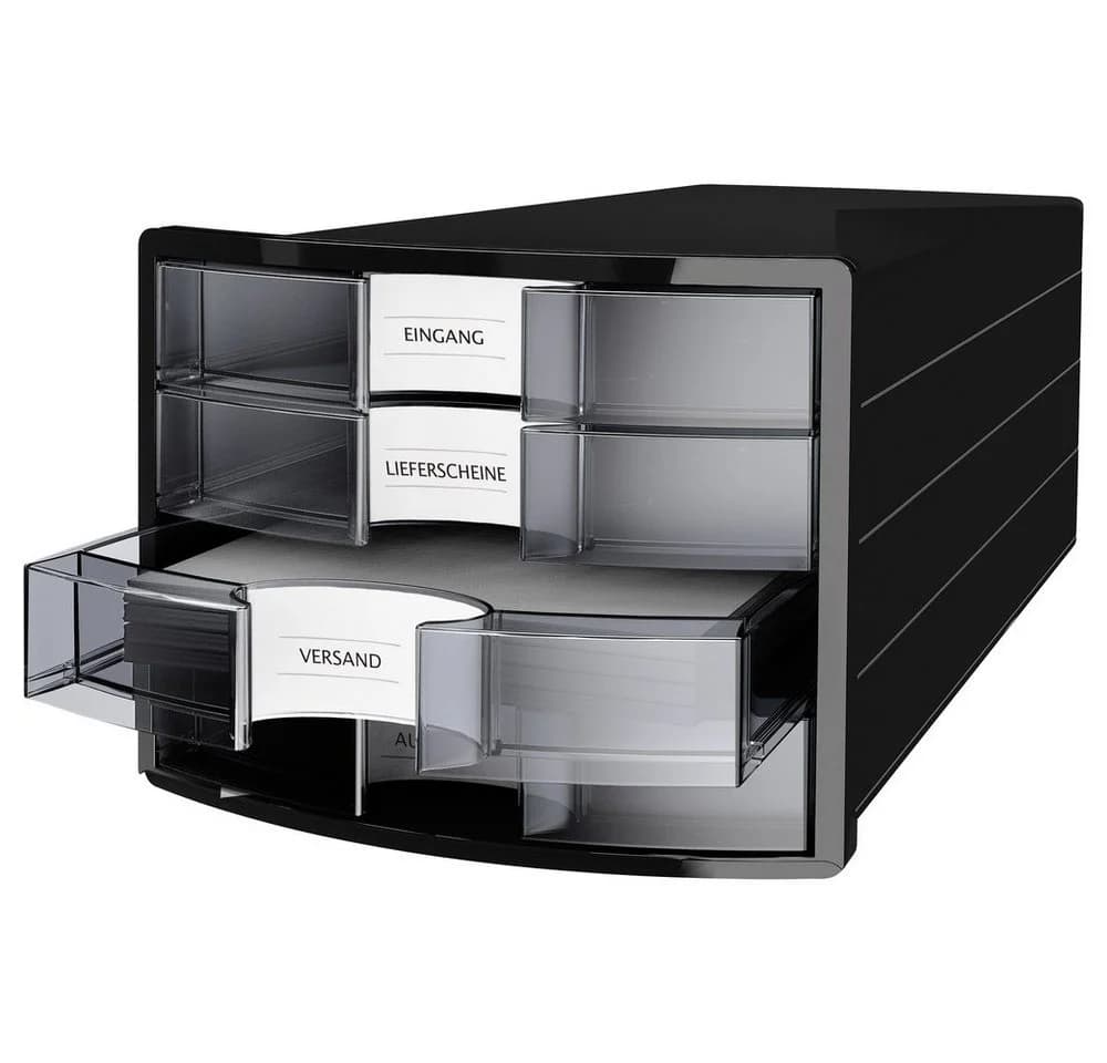 HAN Schubladenbox 4-fach Schwarz Transparent A4 - Bild 5