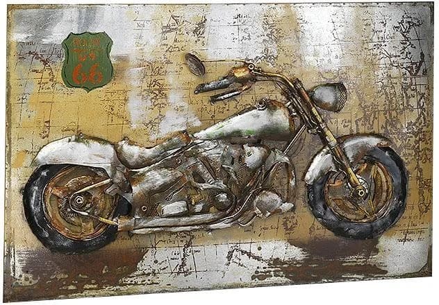 Metallbild LOCKER 3D Motorrad Bunt Industrial Style