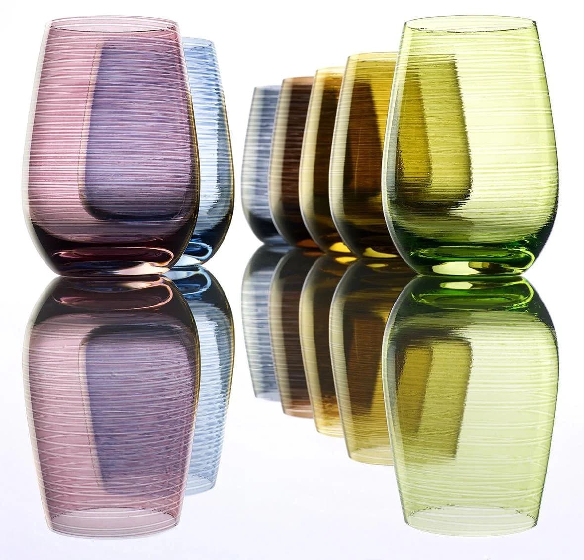 Stölzle Trinkbecher TWISTER 6-tlg. Grau Gerillte Optik Glas