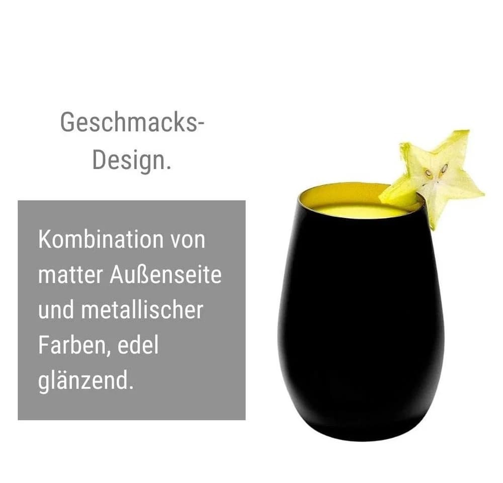 Stölzle Lausitz Elements Becher 6er Schwarz-Gold Glas