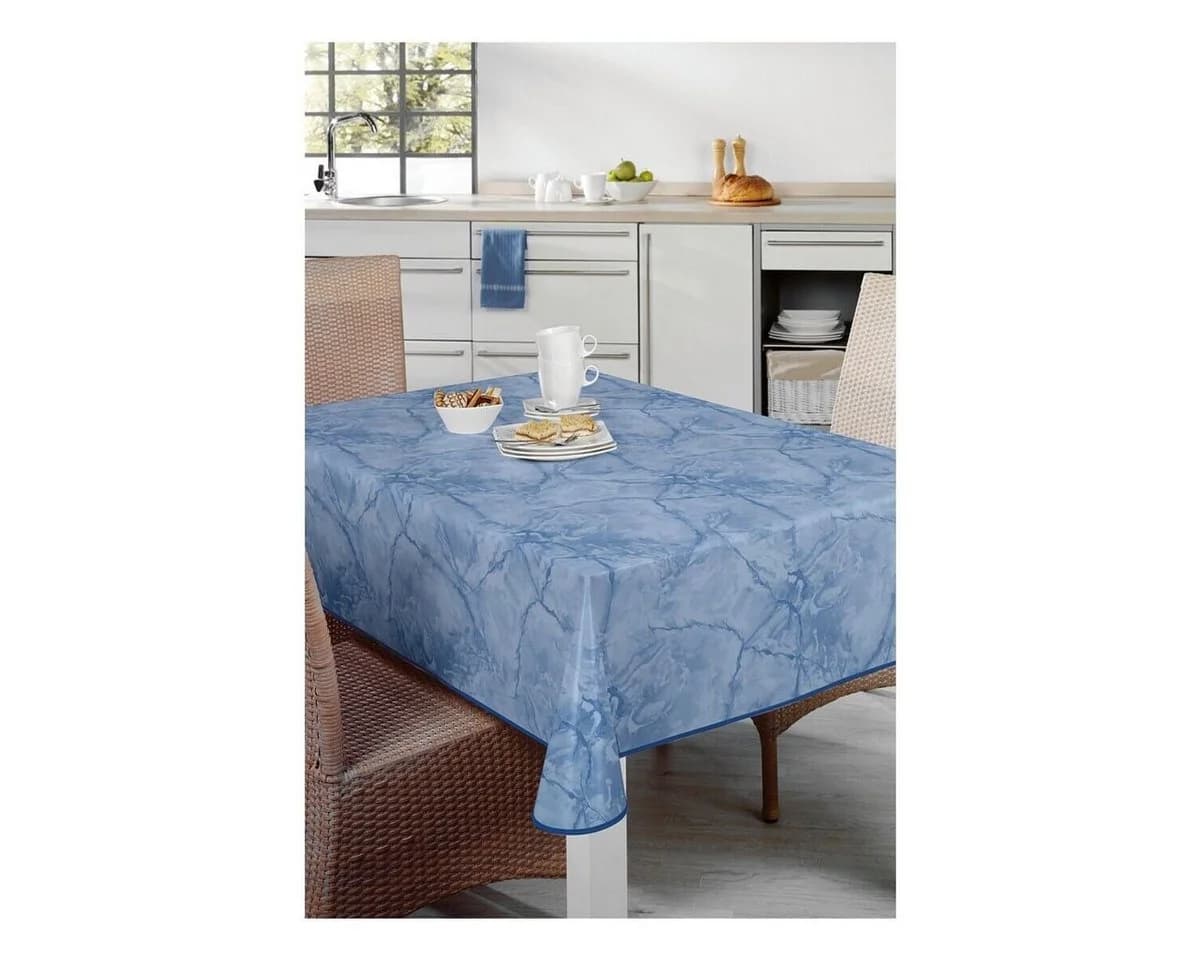 Peyer Syntex Wachstuchtischdecke Milano Marmor Hellblau - Bild 2