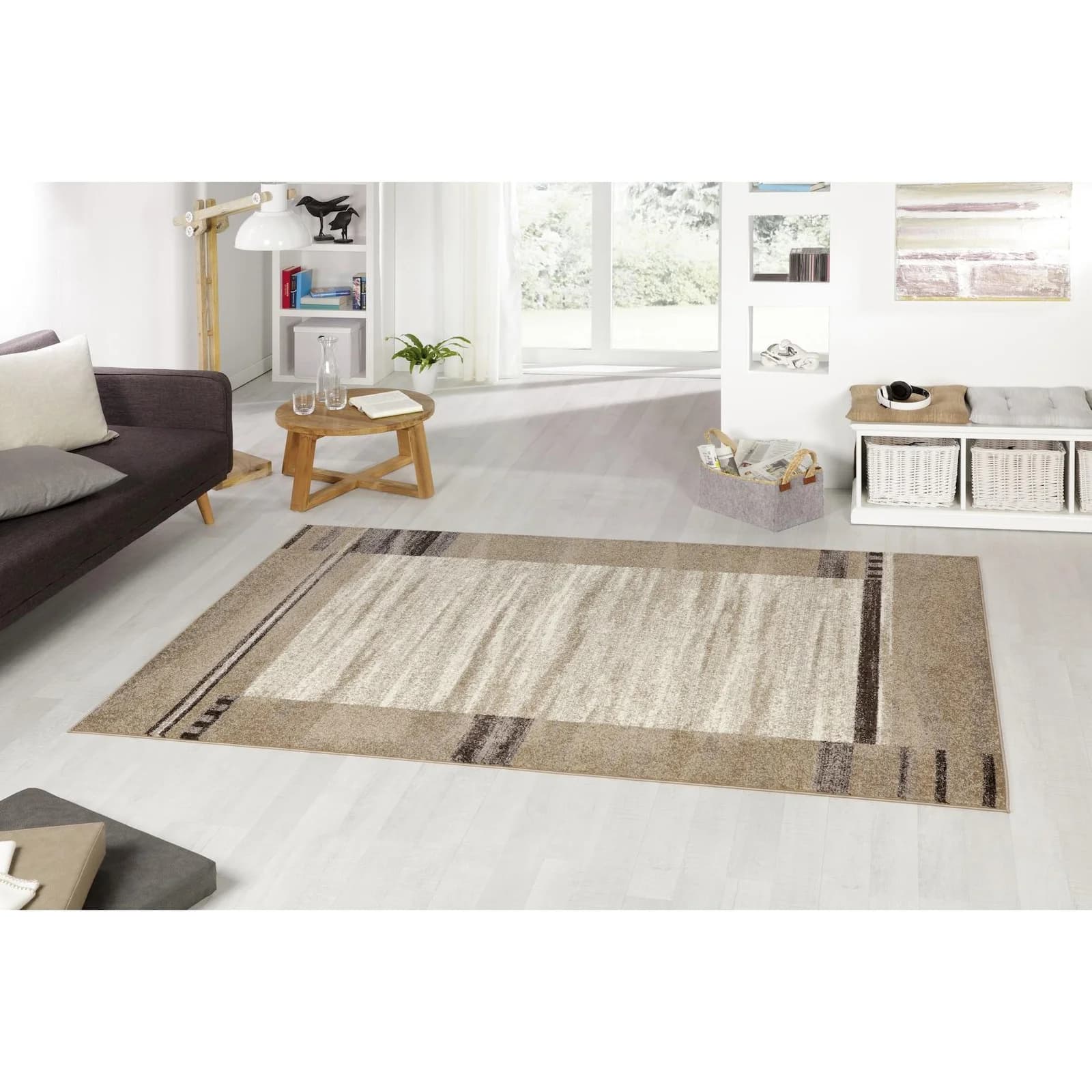 Peyer Syntex 1 Brücke Cleo Bordüre Webteppich Beige/Bunt 80/150 cm
