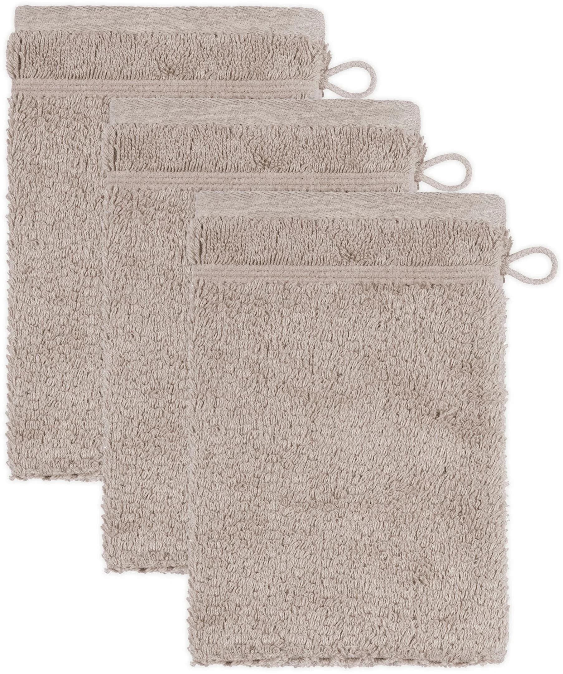 Möve for frottana Waschhandschuh Pearl 3er Set Beige Perloptik