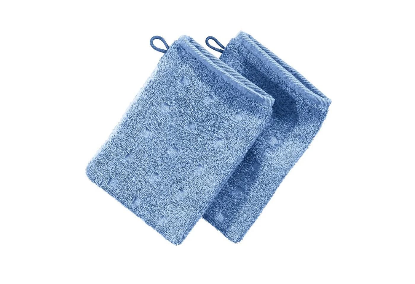 Möve Waschhandschuh Quadretti 2er-Pack Frottier Uni hellblau - Bild 2