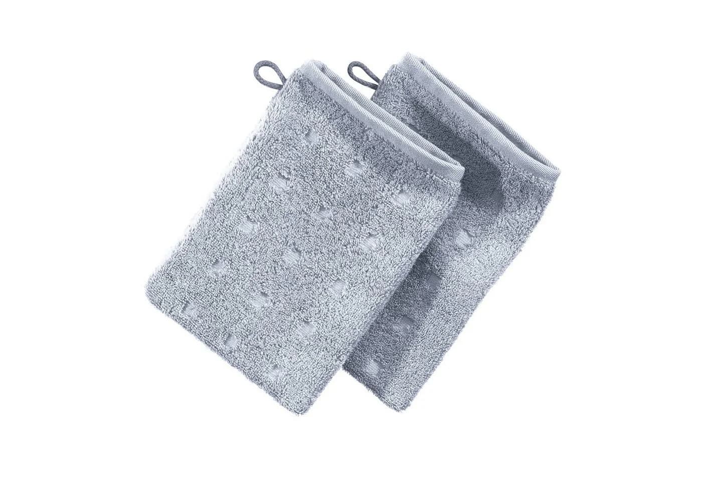Möve Waschhandschuh Quadretti 2er-Pack Silber Frottier Uni - Bild 2