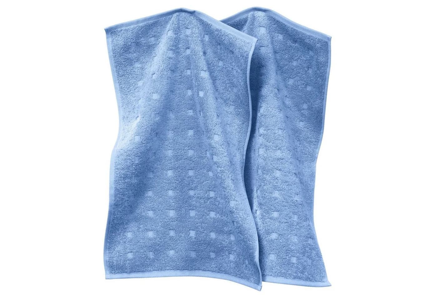 Möve Gästehandtuch Quadretti 2er-Pack Frottier Uni Hellblau - Bild 2
