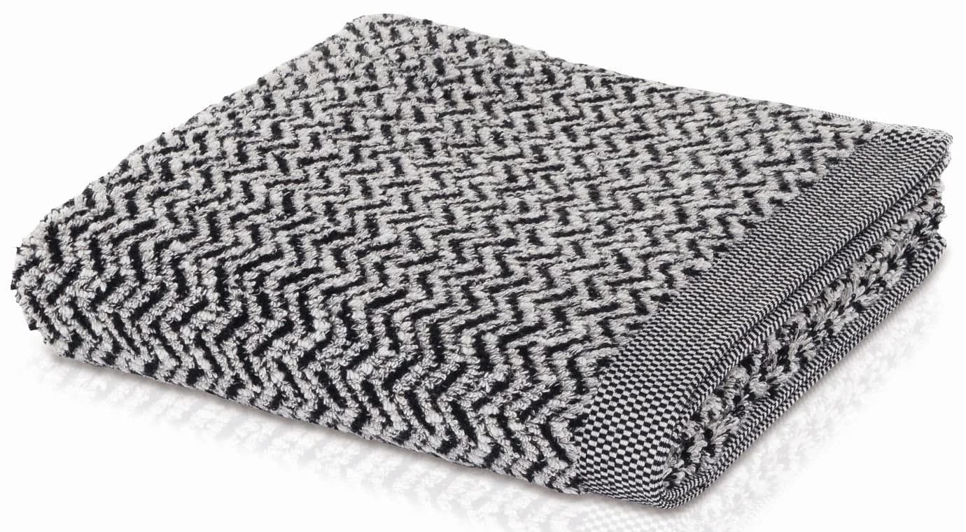 Möve Duschtuch Brooklyn Fischgrat Walkfrottier Beige/Schwarz Zick-Zack-Muster - Bild 2