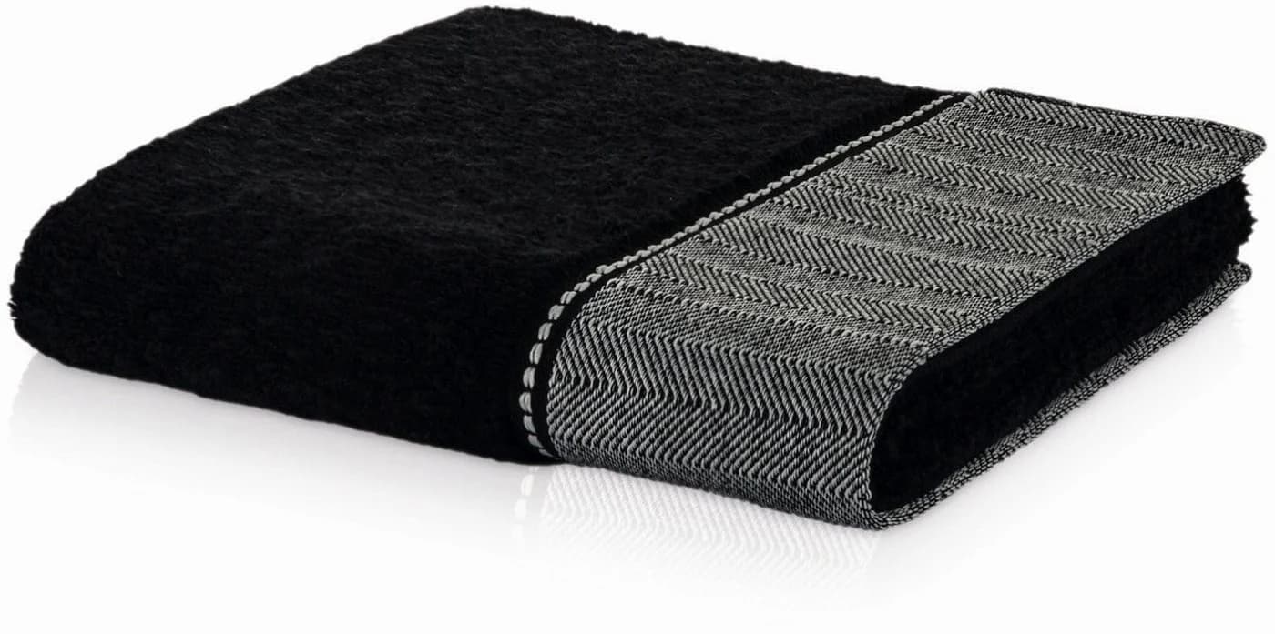 Möve Handtuch Brooklyn Uni Schwarz Walkfrottier Fischgratbordüre Made in Germany - Bild 2