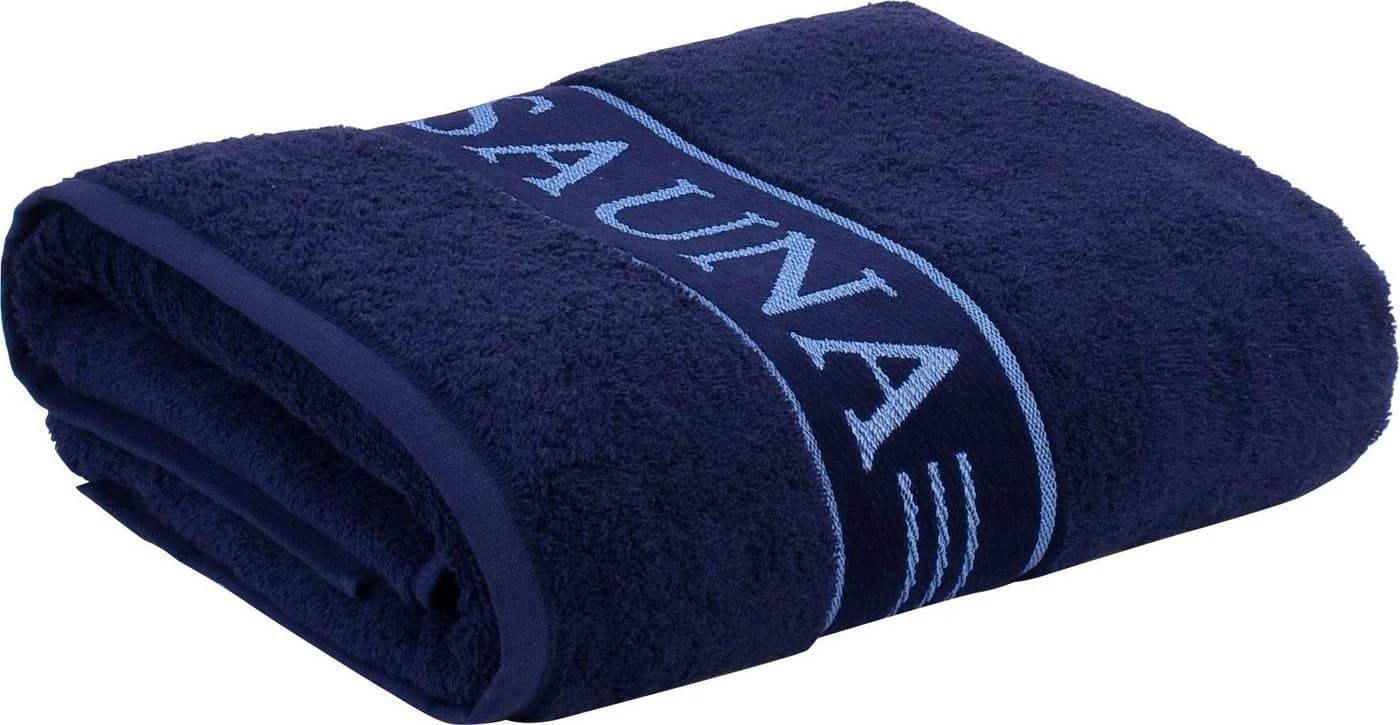 Möve for frottana Saunatuch Blau Walkfrottier mit Saunaschriftzug - Bild 2