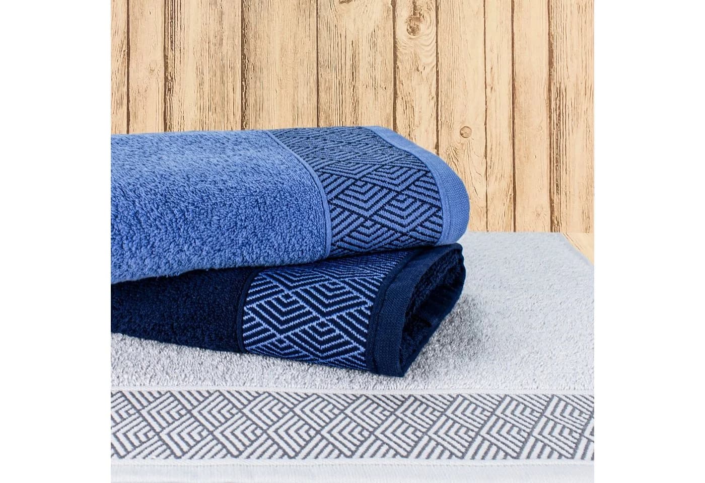 MÖVE FOR FROTTANA Handtuch Geometry blau Walkfrottier