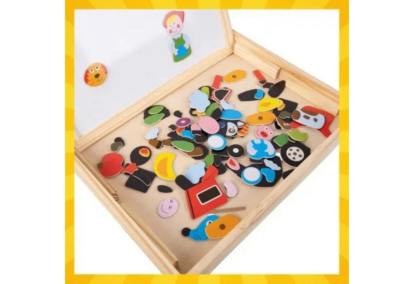 KRUZZEL Magnettafel Kinder doppelseitig Holz 108 Teile - Bild 4