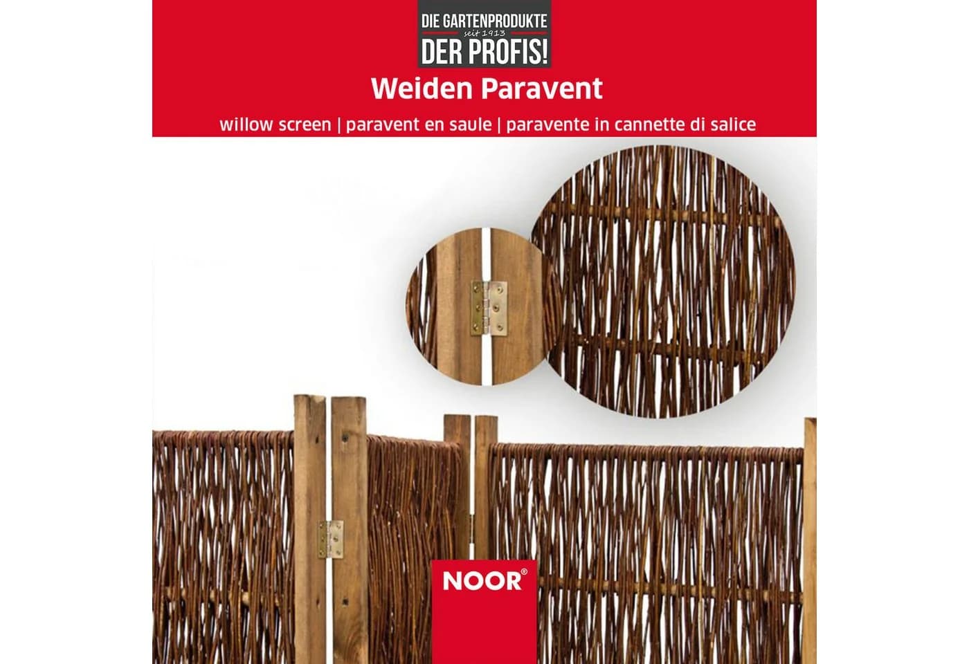 NOOR Paravent Weide - 4-teilig - Klappbar - Sichtschutz für Garten & Balkon - Bild 4