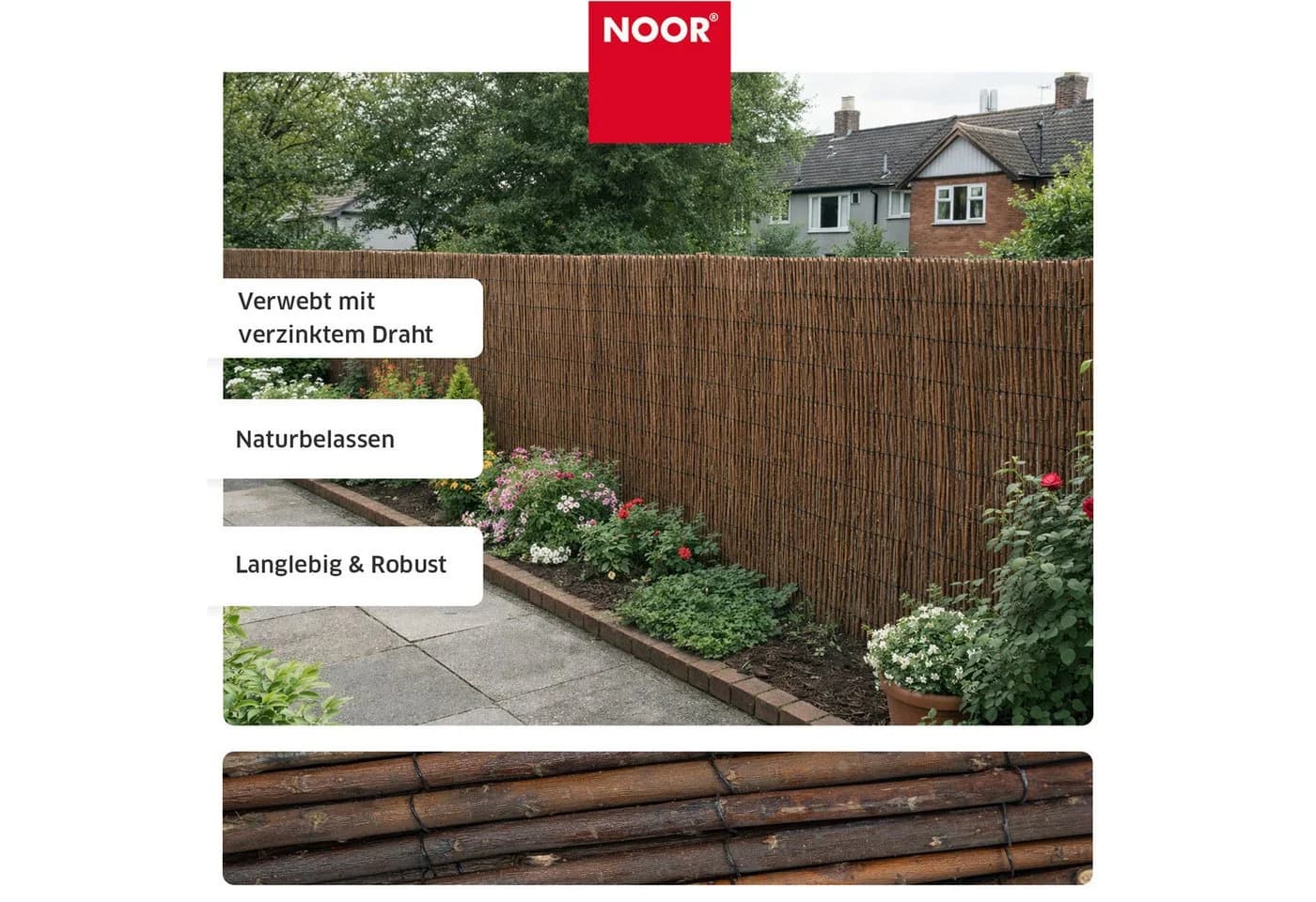 NOOR Weidenmatte DELUXE Sichtschutz für Balkon, Terrasse - Bild 3