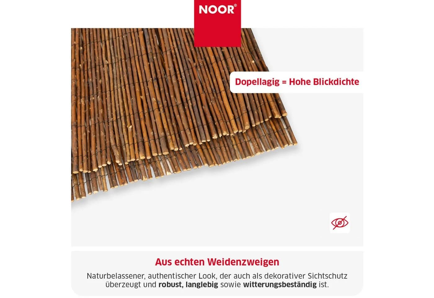 NOOR Weidenmatte DELUXE Sichtschutz für Balkon, Terrasse - Bild 5