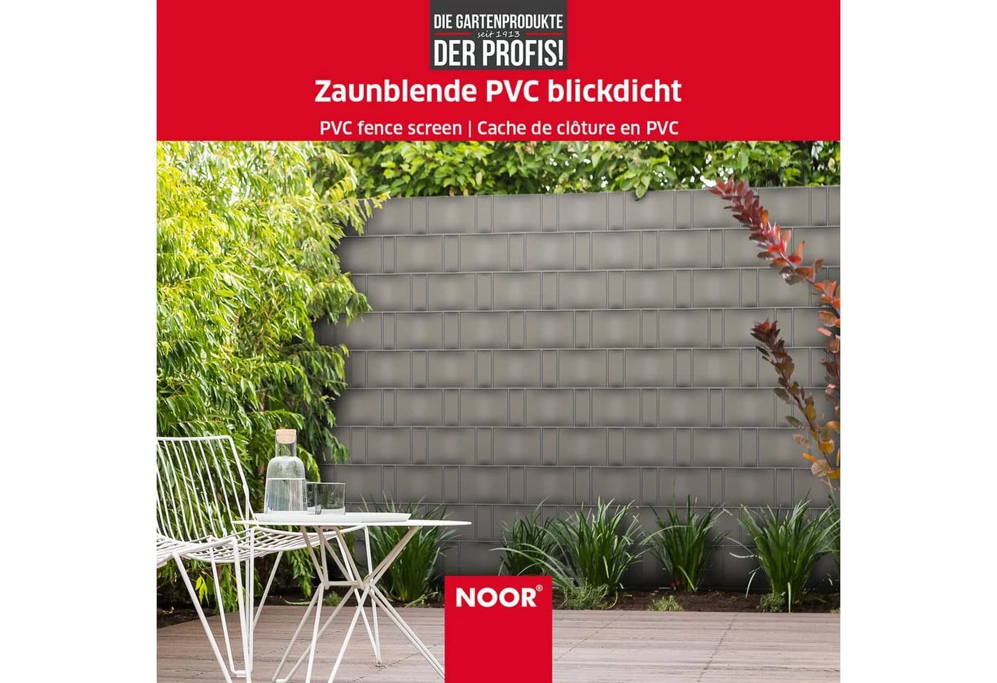 NOOR Sichtschutzstreifen PVC Blickdicht Grau für Doppelstabmattenzaun - Bild 3