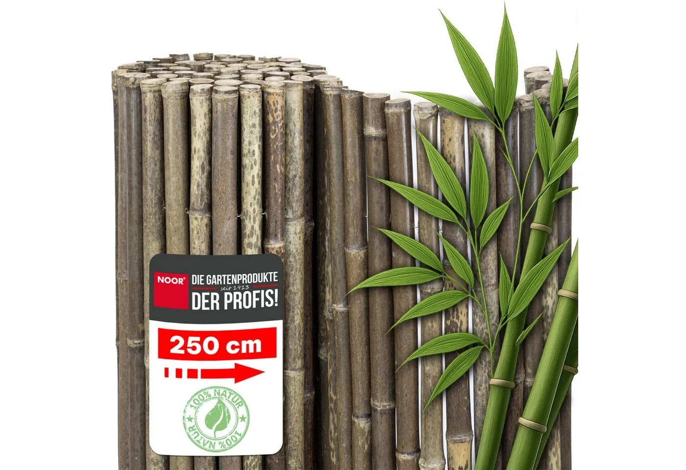 NOOR Sichtschutzzaunmatte Bambus DELUXE Schwarz Extra Dick - Bild 2