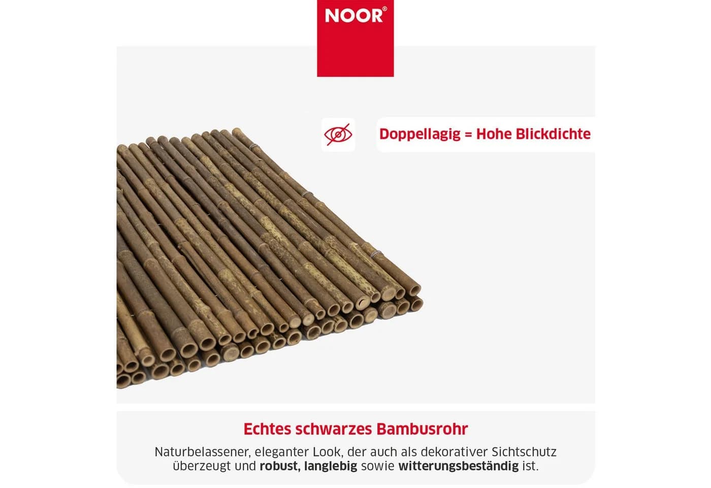 NOOR Sichtschutzzaunmatte Bambus DELUXE Schwarz Extra Dick - Bild 3