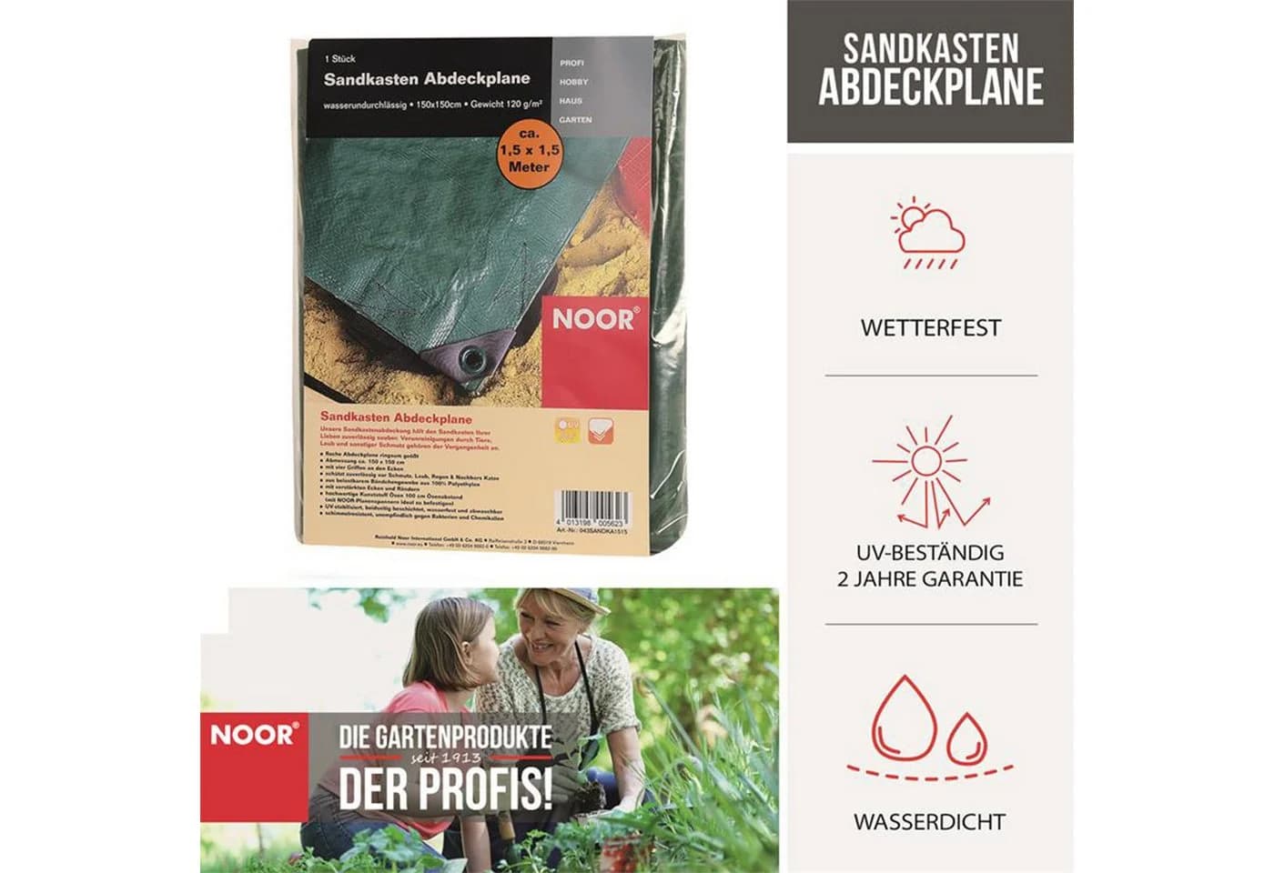 NOOR Sandkasten-Abdeckplane Grün Wetterfest UV-beständig - Bild 3