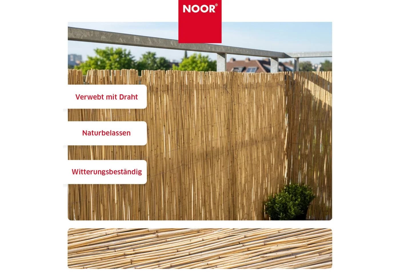 NOOR Sichtschutzzaunmatten Schilfrohrmatte ST. TROPEZ, natürlicher Sichtschutz aus Schilf