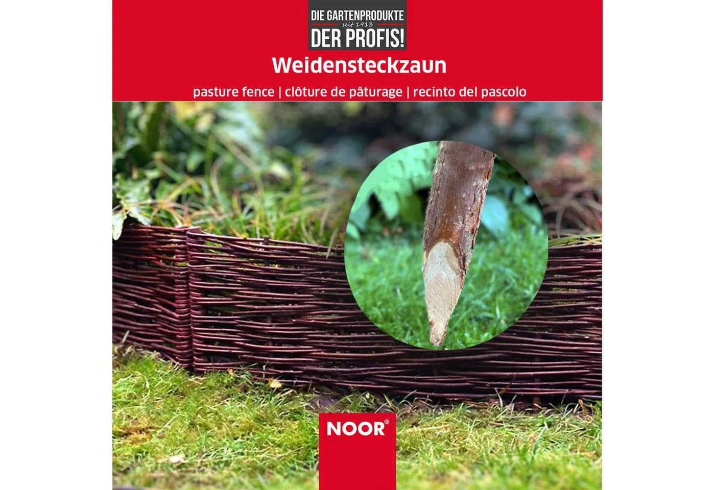 NOOR Weidenzaun Steckzaun geflochtene Weide Beetbegrenzung
