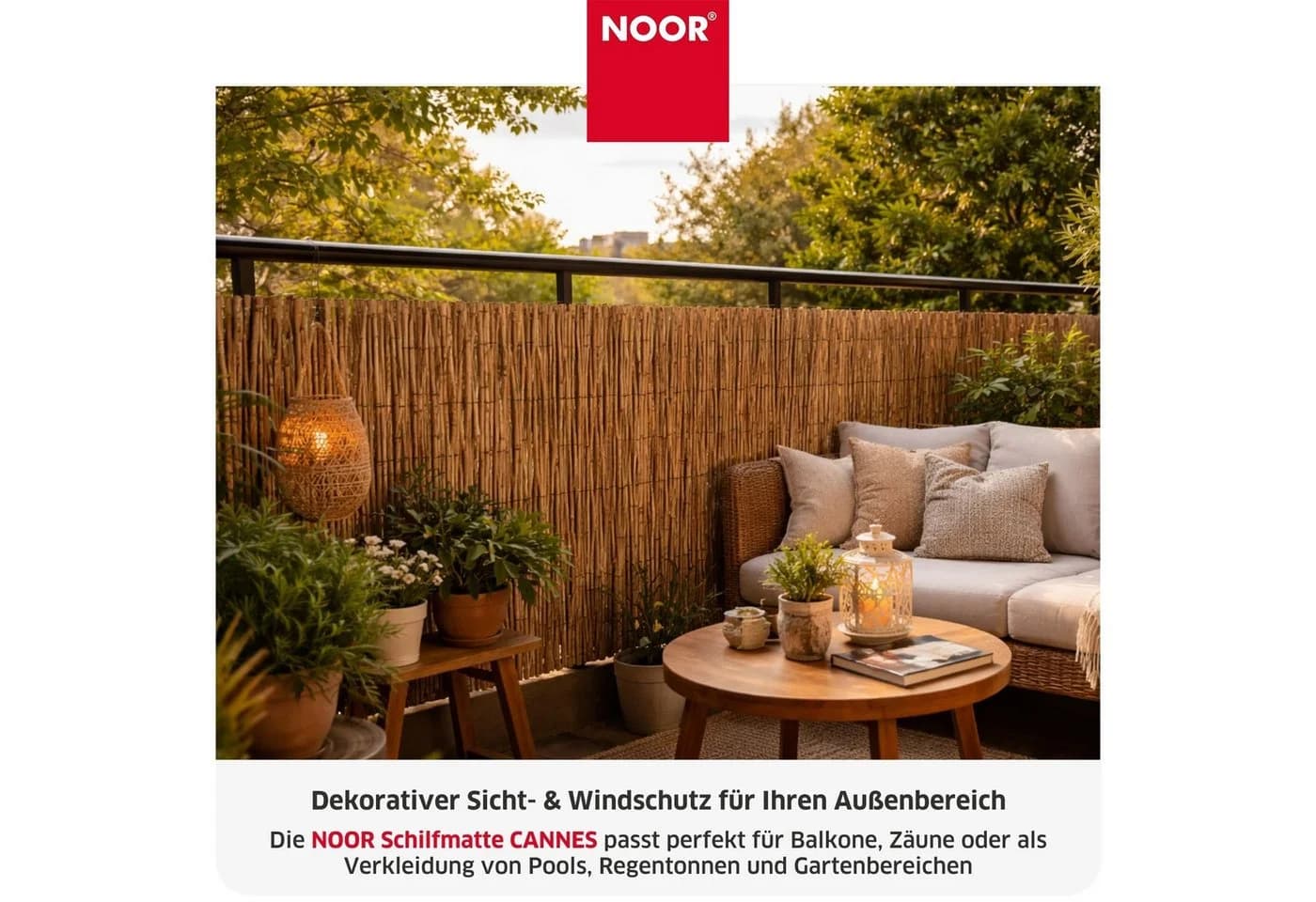 NOOR Schilfrohrmatte CANNES Sichtschutz mit Nylonbindung - Bild 3