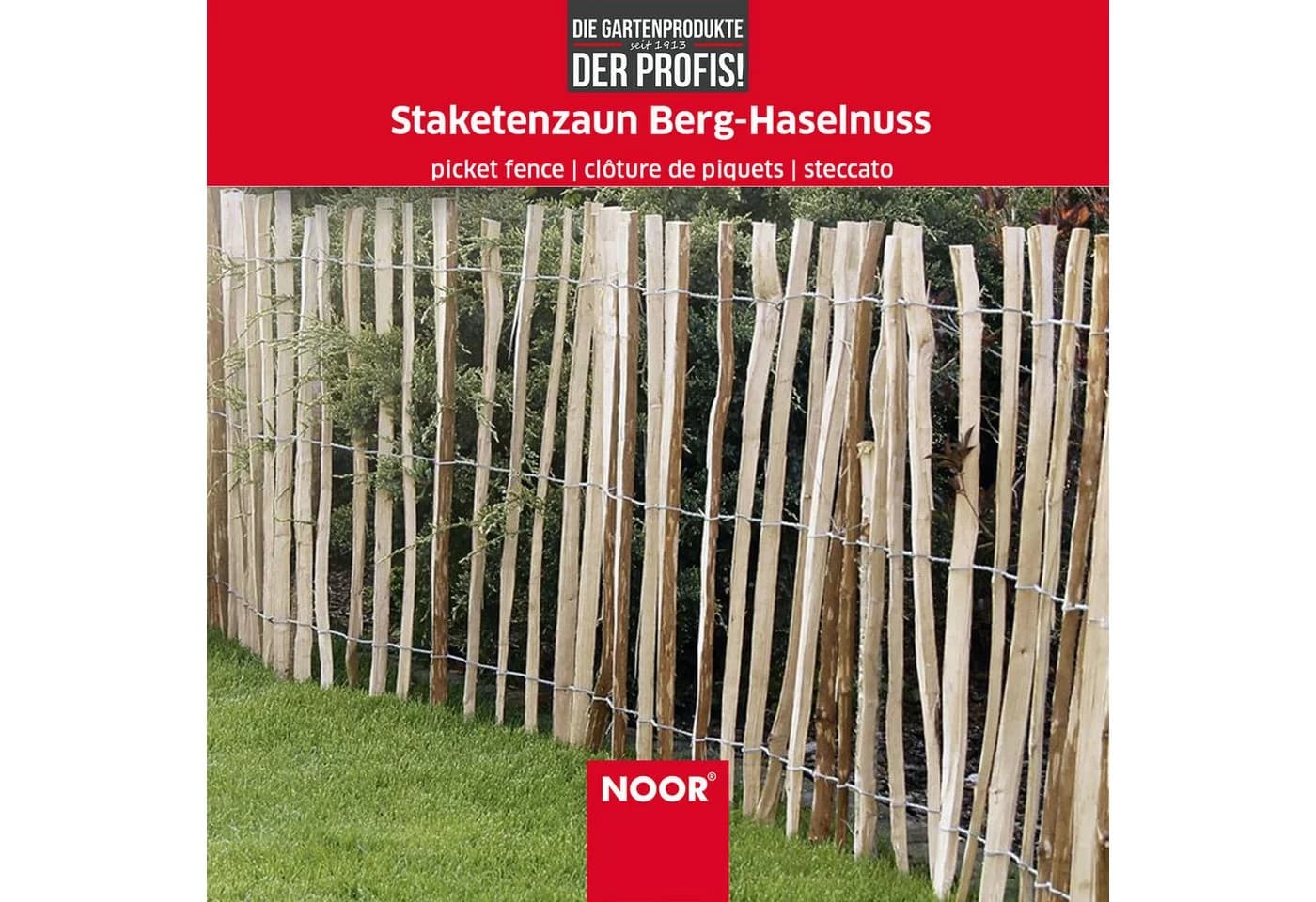 NOOR Staketenzaun Berghaselnuss Rustikal 90x1000 cm