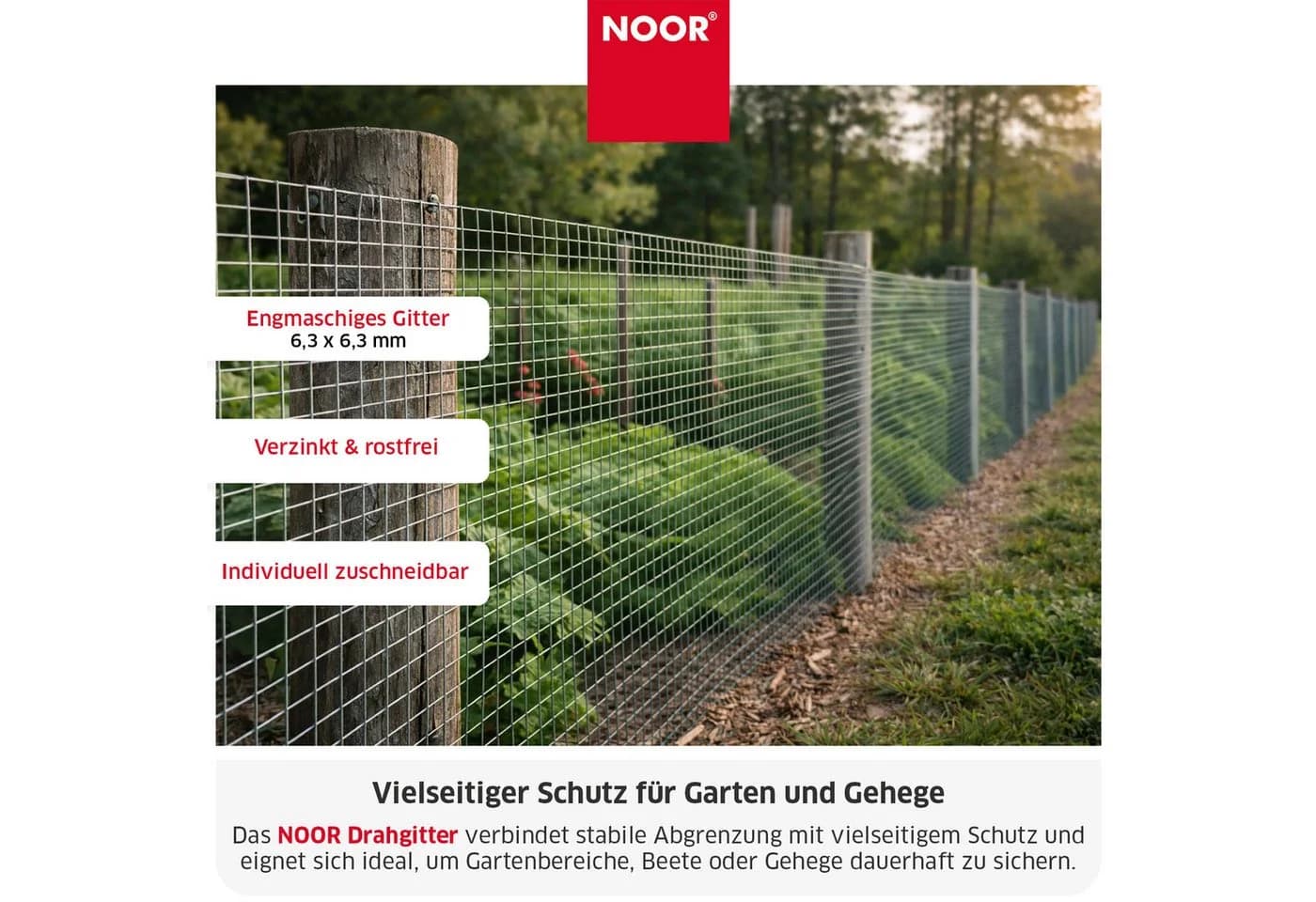 NOOR Maschendrahtzaun Drahtgitter Verzinkt/PVC Grün/Silber