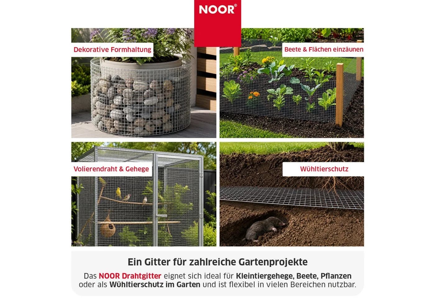 NOOR Maschendrahtzaun Drahtgitter Verzinkt/PVC Grün/Silber - Bild 4