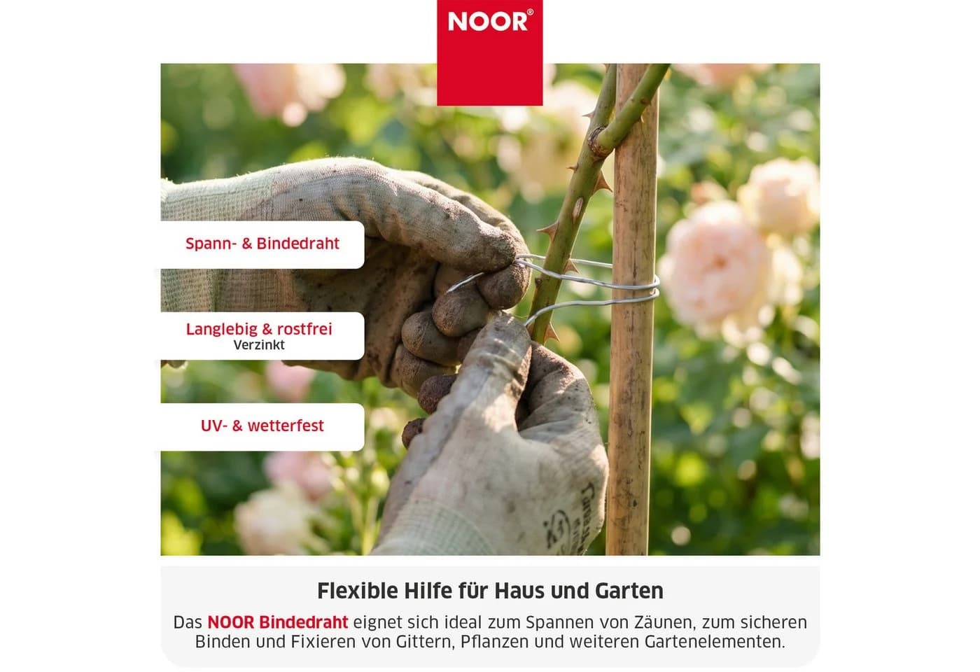 NOOR Bindedraht PVC-ummantelt - Witterungsbeständige Pflanzenfixierung