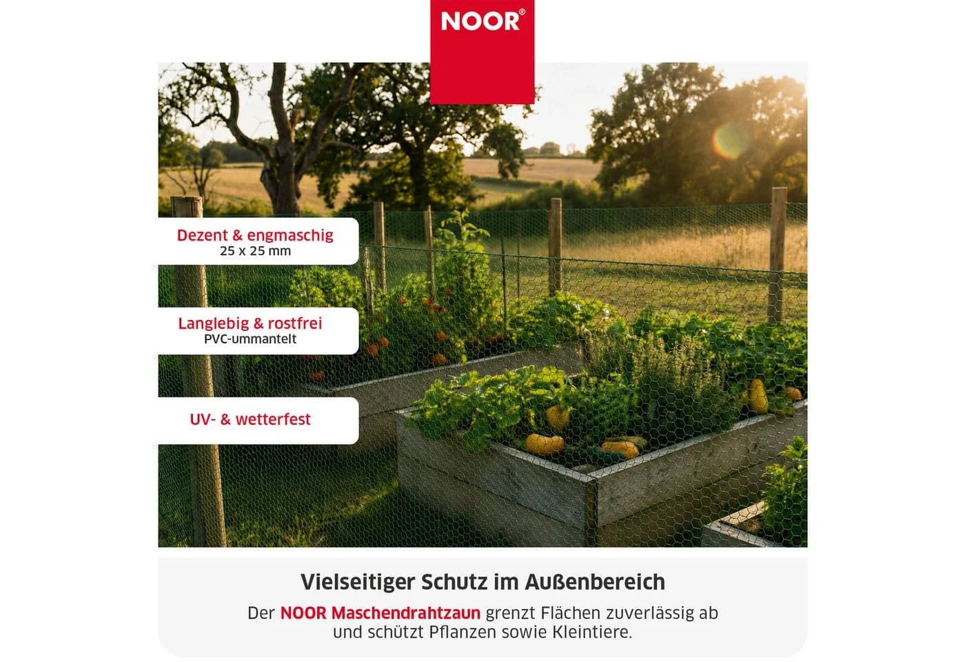 NOOR Maschendrahtzaun PVC-ummantelt Grün 13 mm Maschenweite