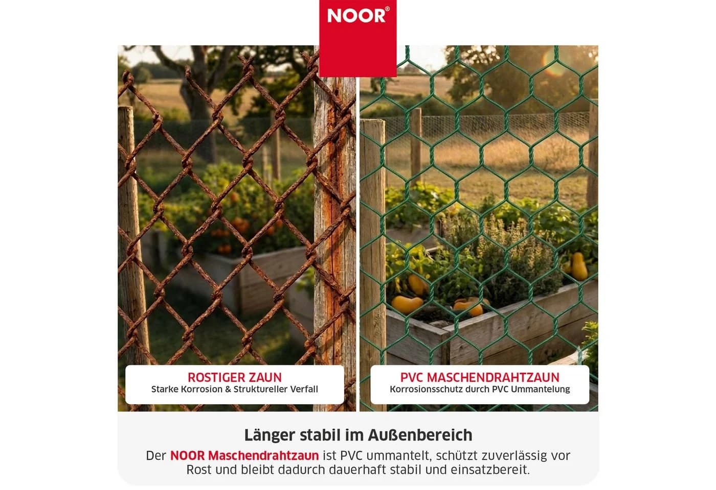 NOOR Maschendrahtzaun PVC-ummantelt Grün 13 mm Maschenweite - Bild 4