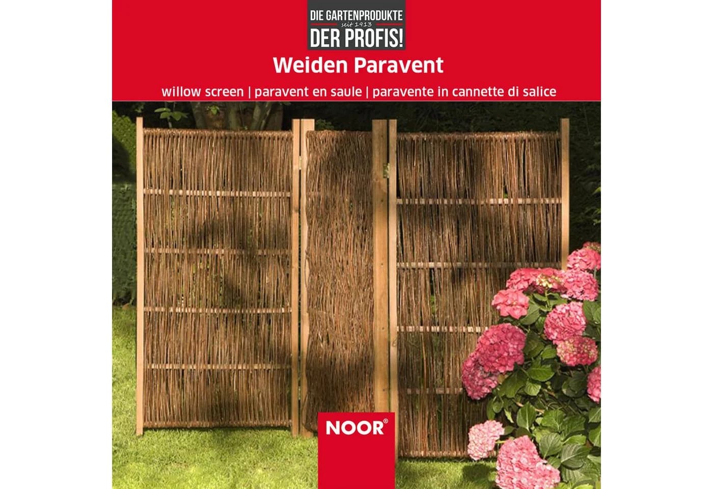 NOOR Paravent Weide 3-tlg. Klappbar Sichtschutz Garten