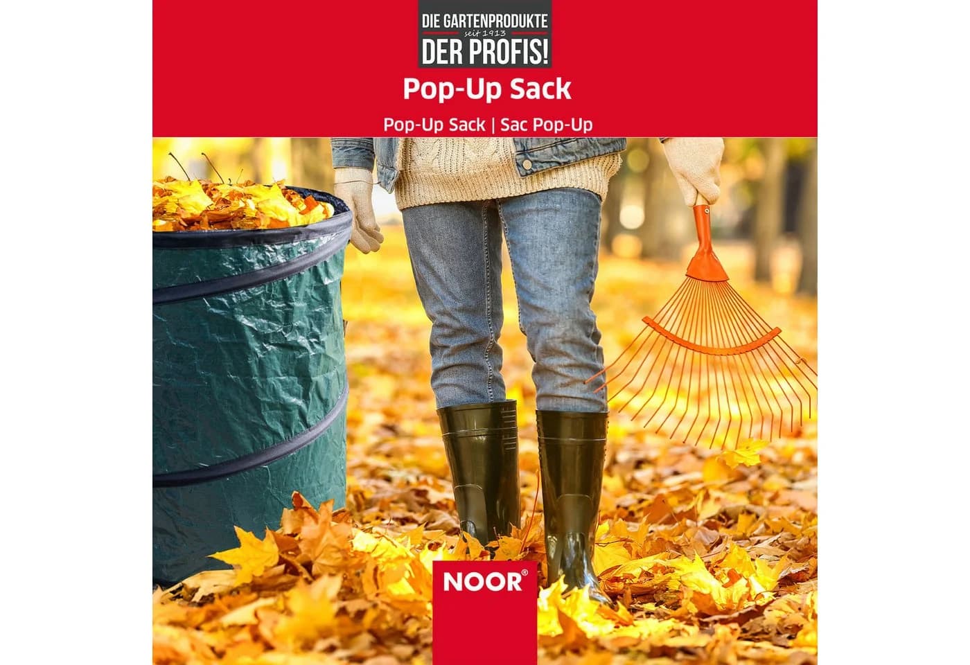 NOOR POP-UP Gartensack 100l Standfest Faltbar Laub & Grünschnitt - Bild 4