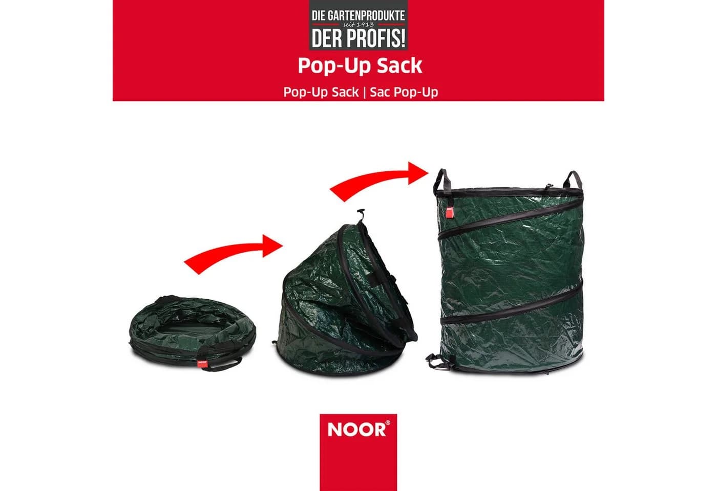 NOOR POP-UP Gartensack 100l Standfest Faltbar Laub & Grünschnitt - Bild 5