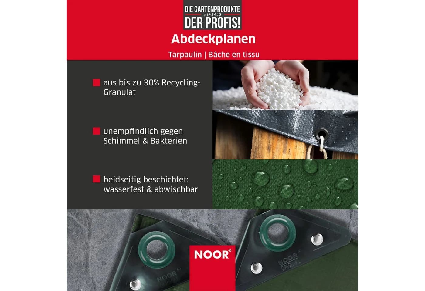 NOOR Schutzplane HOBBY wasserdicht mit Ösen und verstärkten Ecken - Bild 3