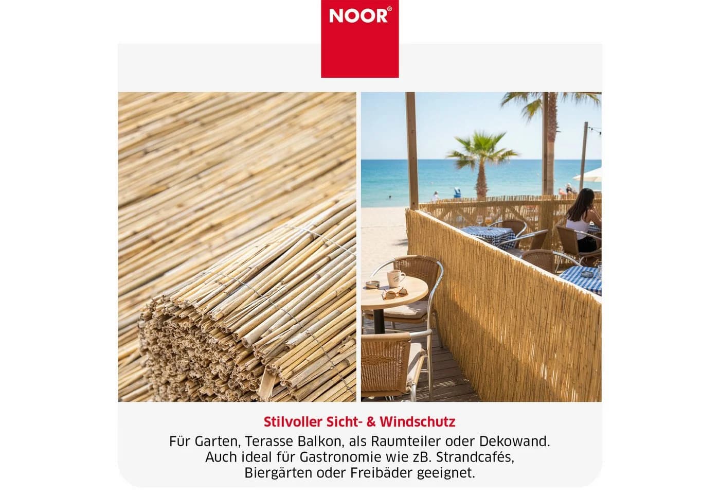 NOOR Sichtschutzzaunmatte Schilfrohrmatte ST. TROPEZ, natürlicher Sichtschutz aus Schilf - Bild 4