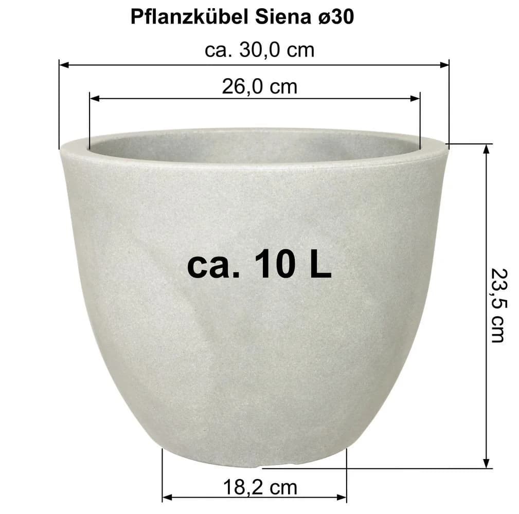 MePla Pflanzkübel Siena Grau Frostfest Kunststoff