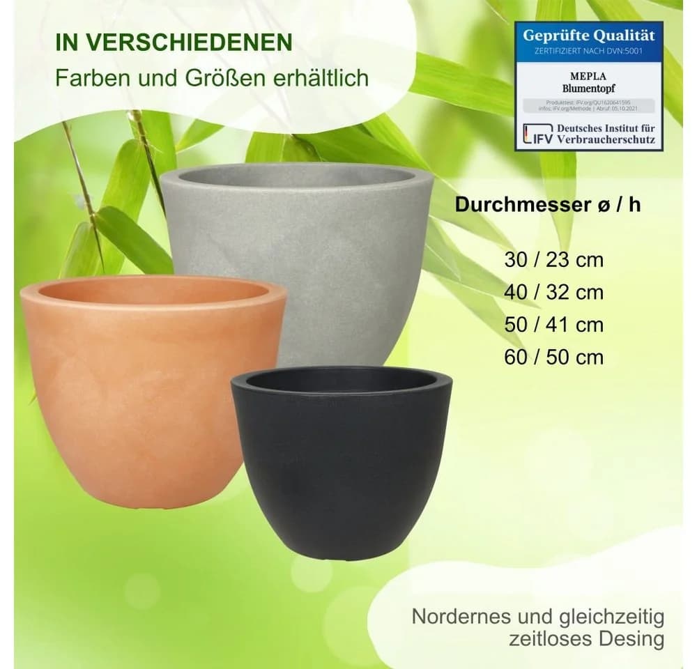 MePla Pflanzkübel Siena Anthrazit frostfester Kunststoff - Bild 3
