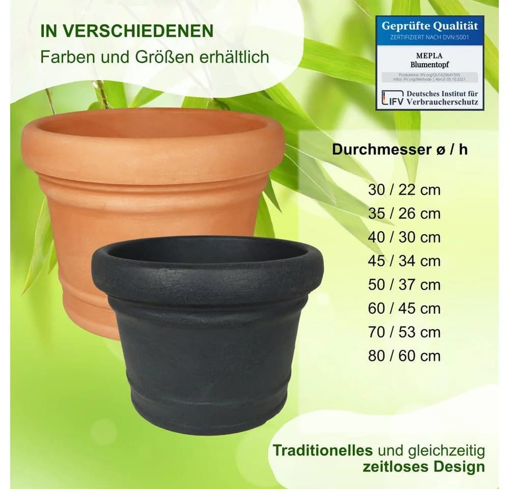 MePla Pflanzkübel Monza Terracotta frostfester Kunststoff - Bild 5