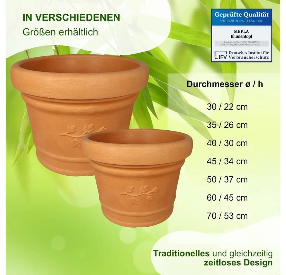 MePla Blumentopf Palermo 30 cm Terra Frostfester Kunststoff - Bild 4