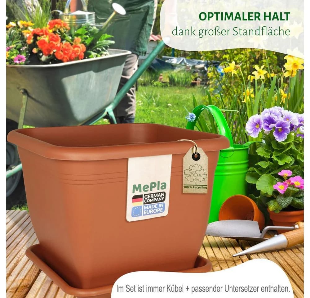 Heimwerkercenter Blumentopf Quadrat 23x23cm mit Untersetzer Terrakotta - Bild 5